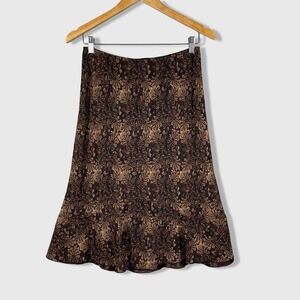 Y2K VTG Biyaycda Brown Sheer Skirt Red Paisley Print Midi Sz M Whimsigoth Grunge